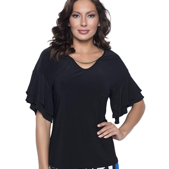 Frank Lyman Design Tops - Frank Lyman Ruffle Sleeve Top